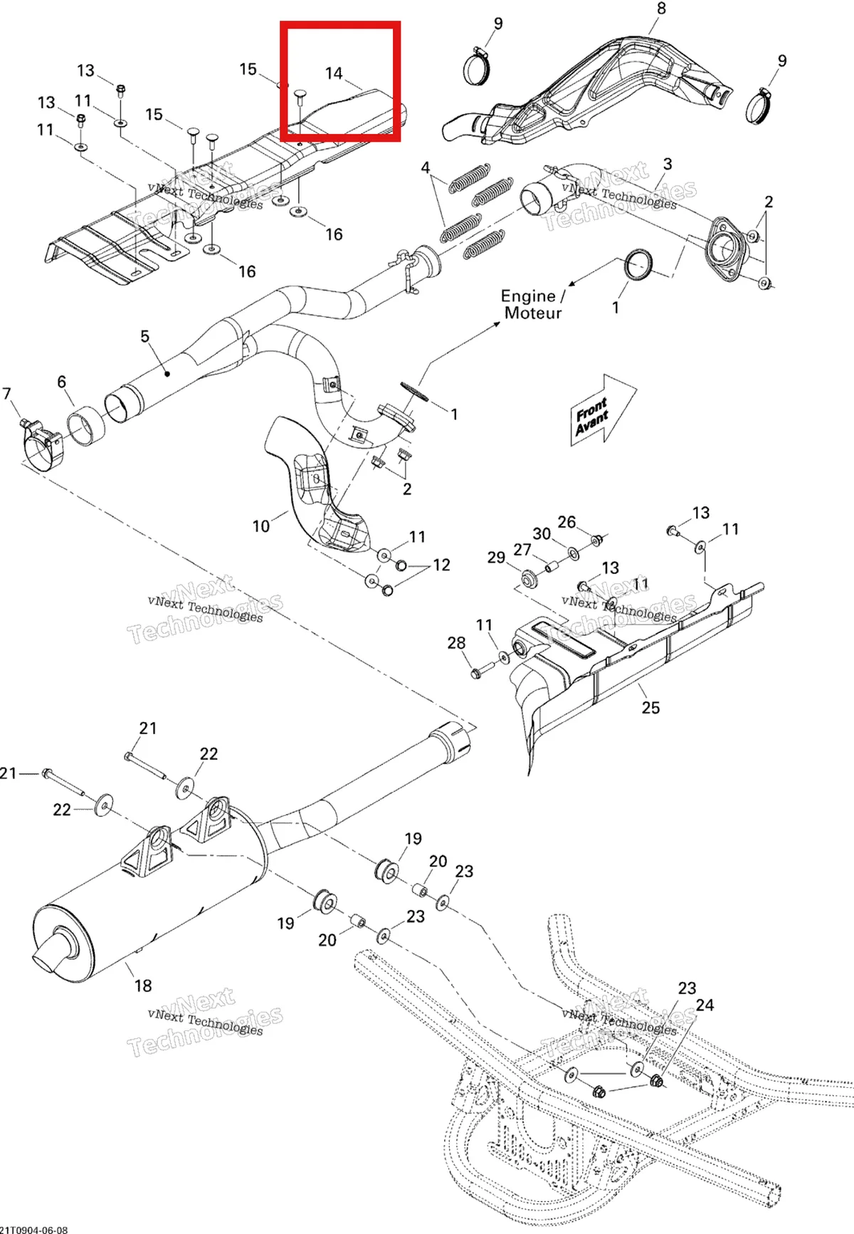 Деталь 707600567 на схеме узла 2009 Can-Am Outlander Max 650 EFI XT Exhaust System