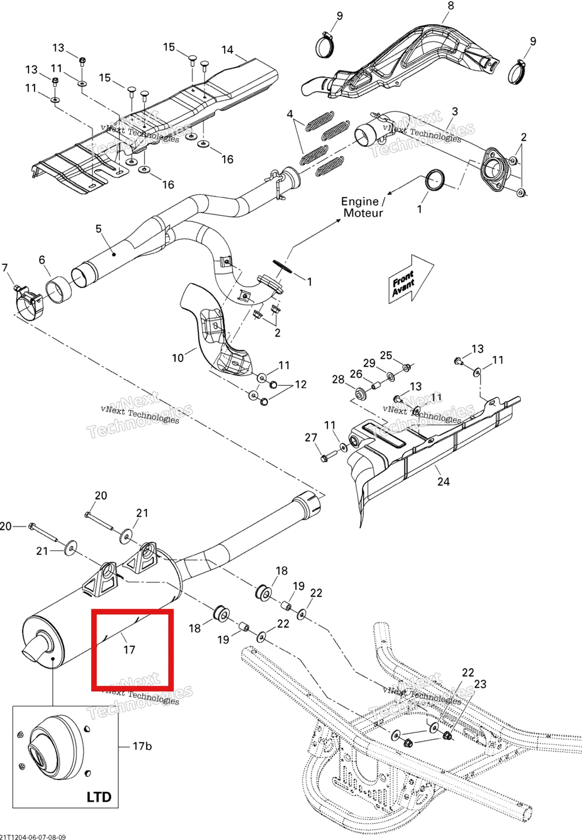 Деталь 707600572 на схеме узла 2012 Can-Am Outlander MAX 800REFI LTD Exhaust System