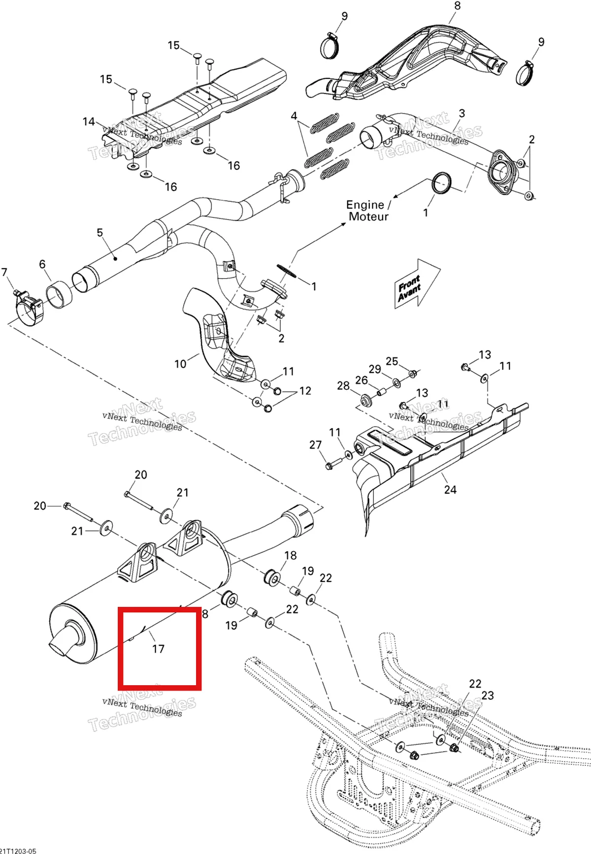 Деталь 707600576 на схеме узла 2012 Can-Am Outlander 650EFI STD & XT Exhaust System