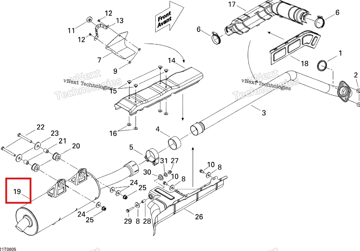 Деталь 707600587 на схеме узла 2008 Can-Am Outlander 400 EFI STD Exhaust System