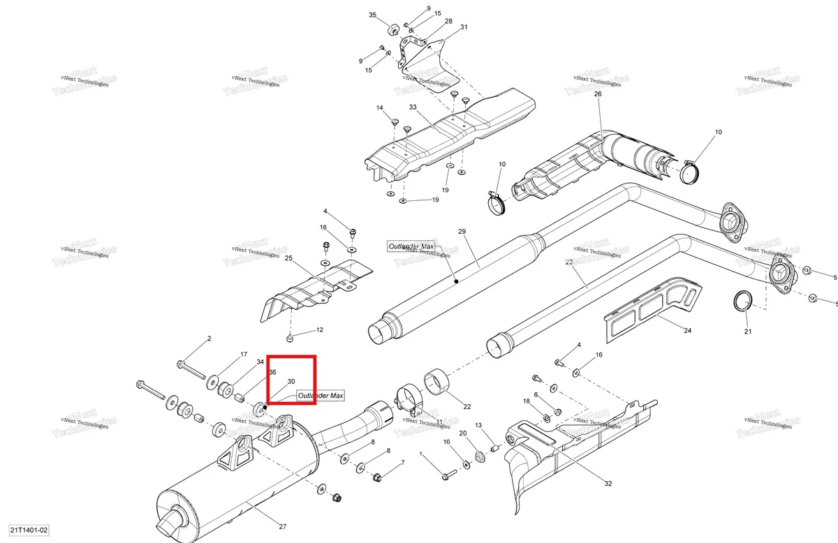 Деталь 707600603 на схеме узла 2014 Can-Am OUTLANDER MAX 400 EFI, STD, XT Exhaust System