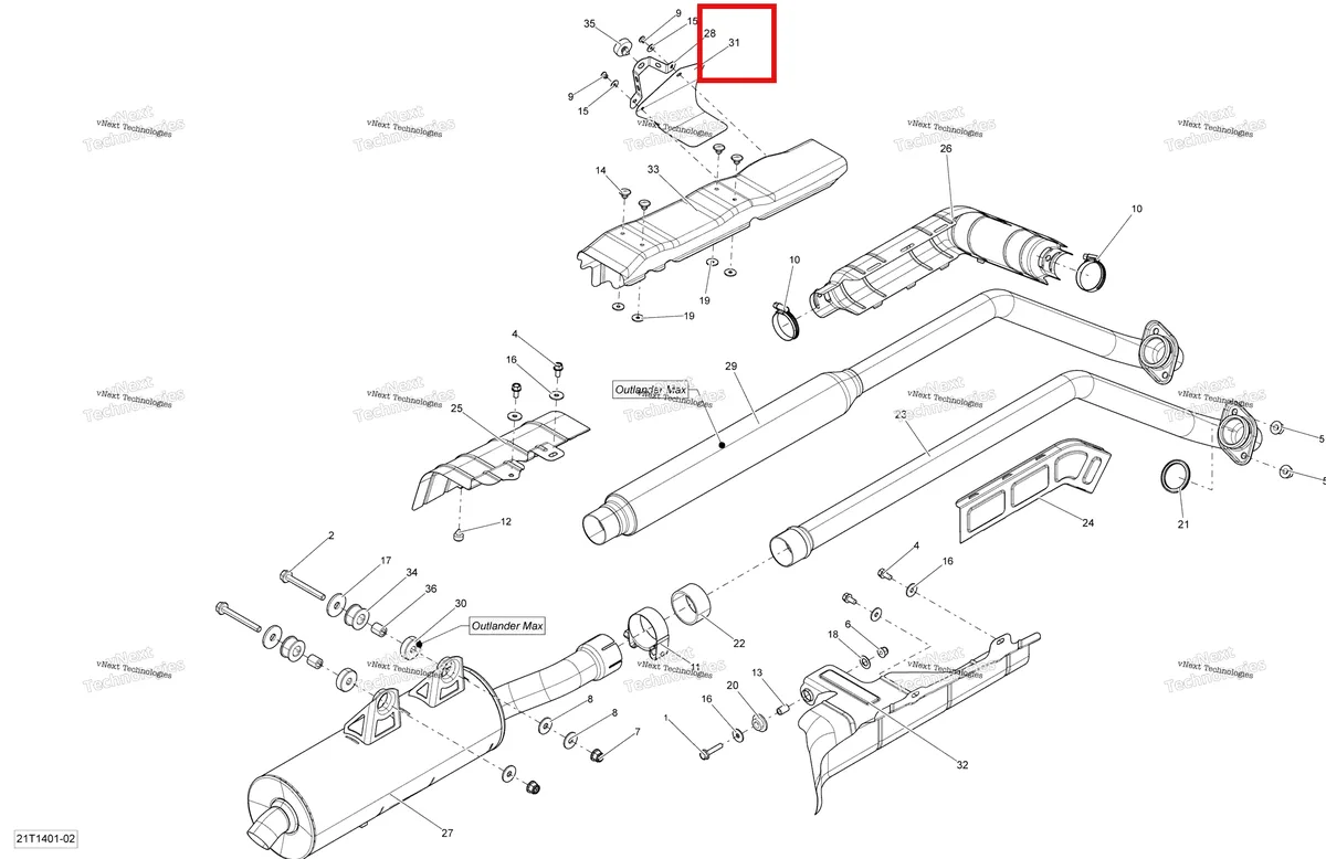 Деталь 707600618 на схеме узла 2014 Can-Am OUTLANDER 400 EFI, STD, XT Exhaust System