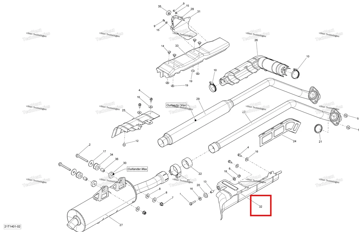 Деталь 707600621 на схеме узла 2014 Can-Am OUTLANDER 400 EFI, STD, XT Exhaust System