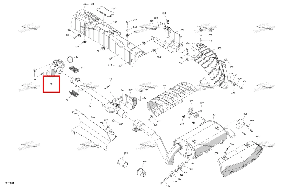 Деталь 707600627 на схеме узла 2026 Can-Am RENEGADE - 4X4 - XMR - 1000R EFI - 5UTA - Hyper Silver Engine - Exhaust