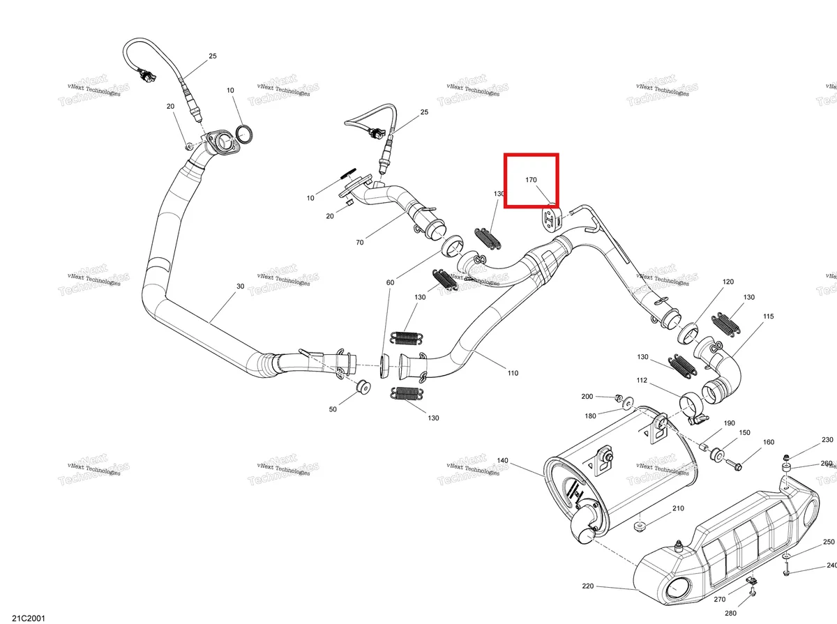 Деталь 707600638 на схеме узла 2020 Can-Am Commander MAX 800R EFI Exhaust