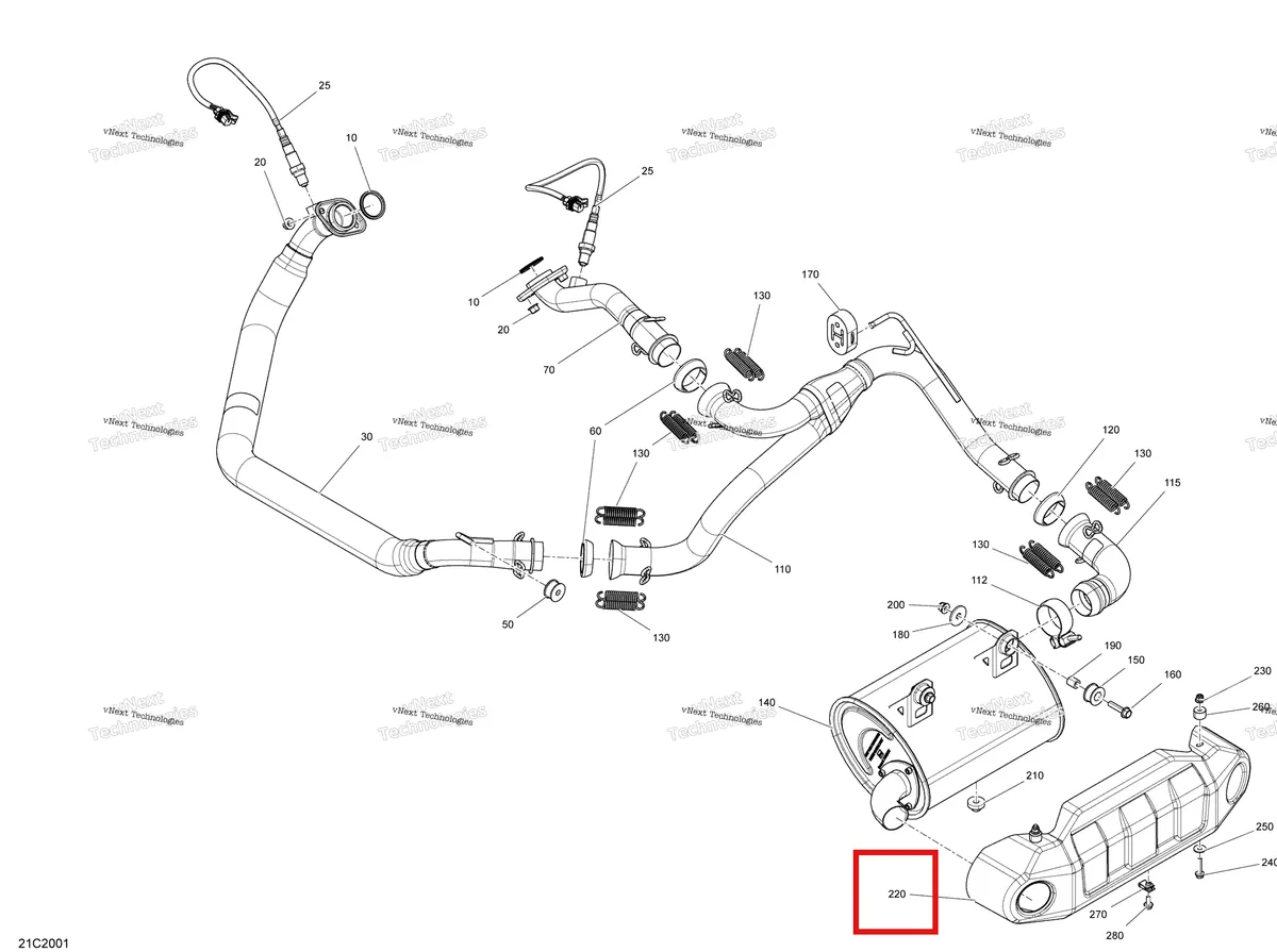 Деталь 707600675 на схеме узла 2020 Can-Am Commander MAX 800R EFI Exhaust