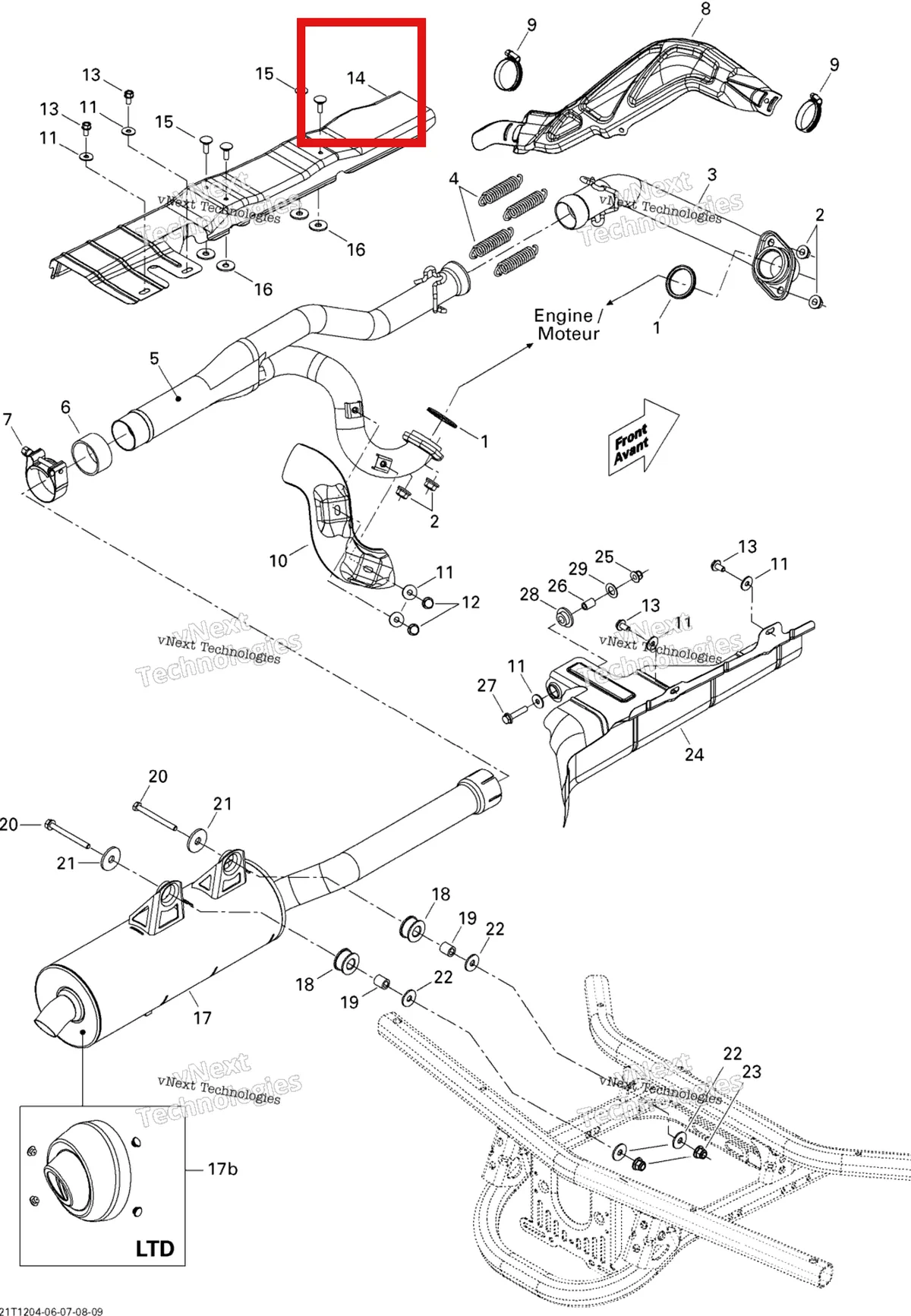 Деталь 707600699 на схеме узла 2012 Can-Am Outlander 800REFI Xmr Exhaust System