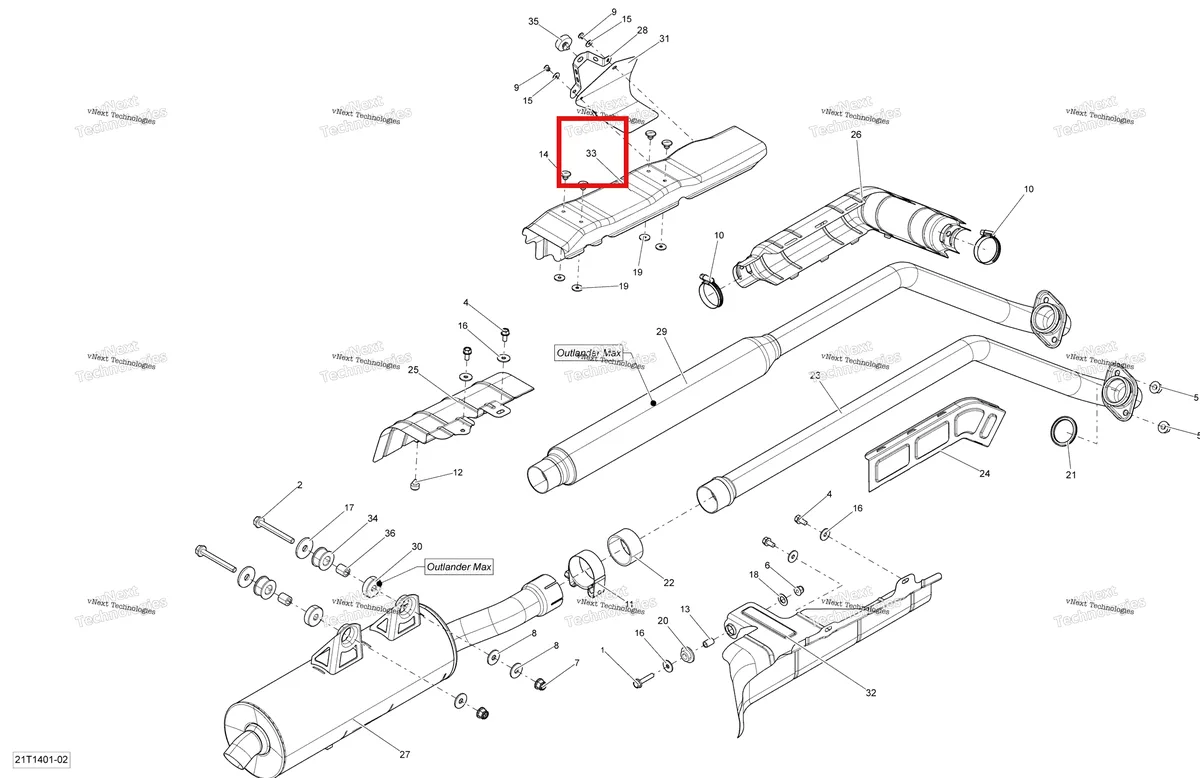 Деталь 707600700 на схеме узла 2014 Can-Am OUTLANDER 400 EFI, STD, XT Exhaust System