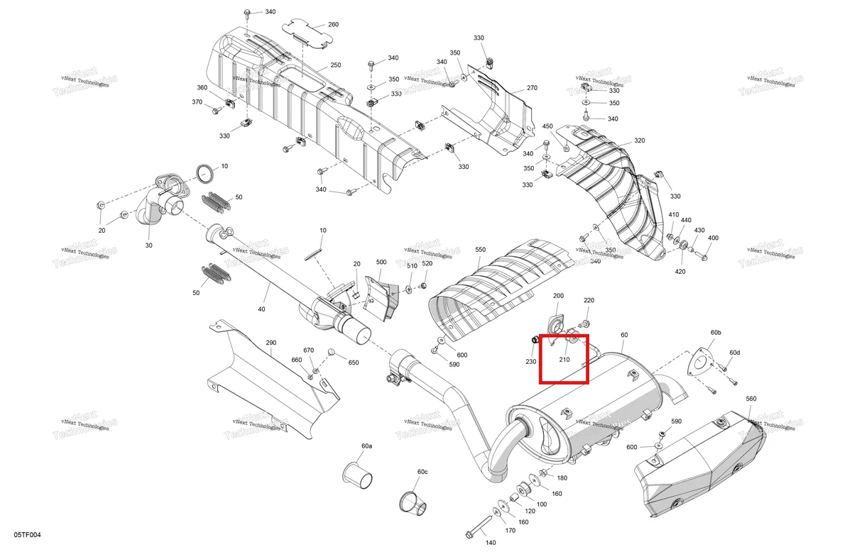 Деталь 707600702 (Опора) на схеме узла 2026 Can-Am RENEGADE - 4X4 - XMR - 1000R EFI - 5UTA - Hyper Silver Engine - Exhaust