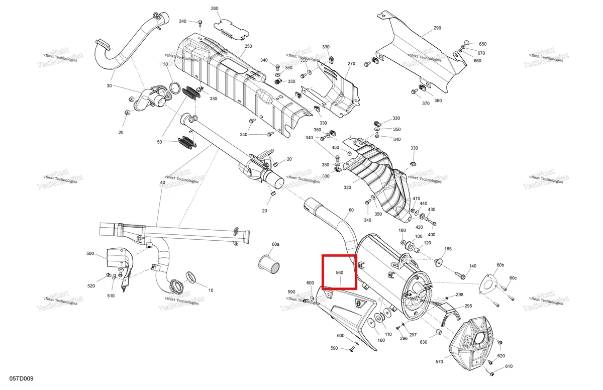 Деталь 707600710 на схеме узла 2024 Can-Am Outlander 850 EFI 4X4 - 4KRA - X MR Package - Legion Red Engine - Exhaust