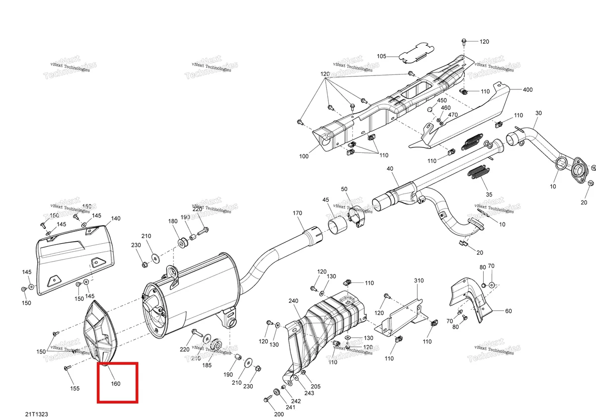 Деталь 707600711 на схеме узла 2013 Can-Am OUTLANDER 650EFI XMR Exhaust System
