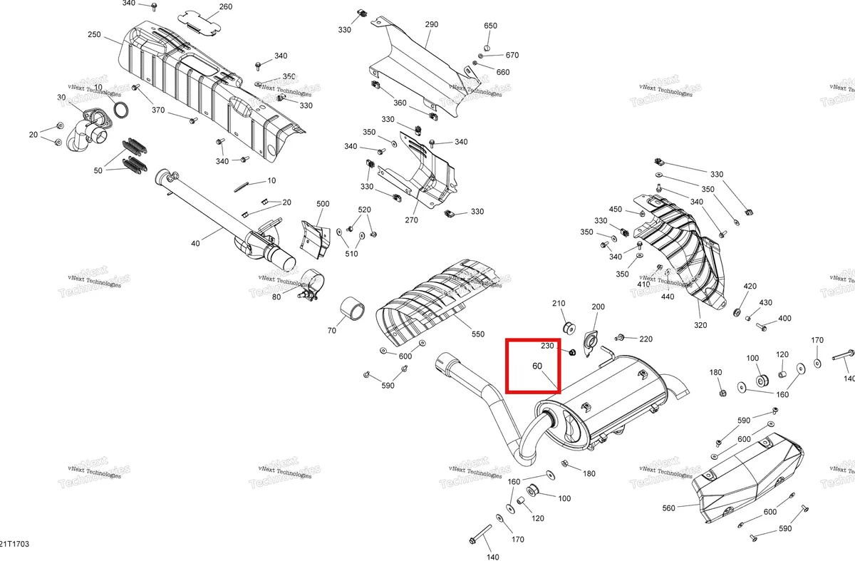Деталь 707600748 на схеме узла 2017 Can-Am RENEGADE Exhaust System - All Models