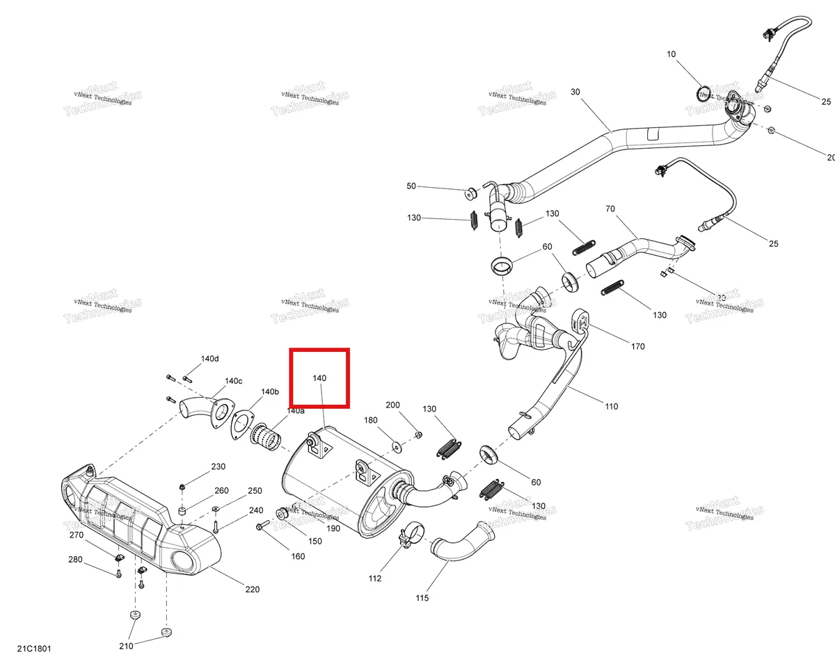 Деталь 707600753 на схеме узла 2018 Can-Am COMMANDER MAX 800R EFI Exhaust Commander