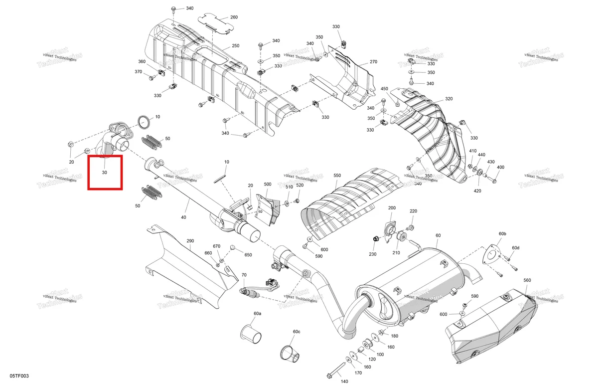 Деталь 707600764 на схеме узла 2026 Can-Am RENEGADE - 4X4 - XMR - 650 EFI - 5TTA - Catalyst Gray Engine - Exhaust