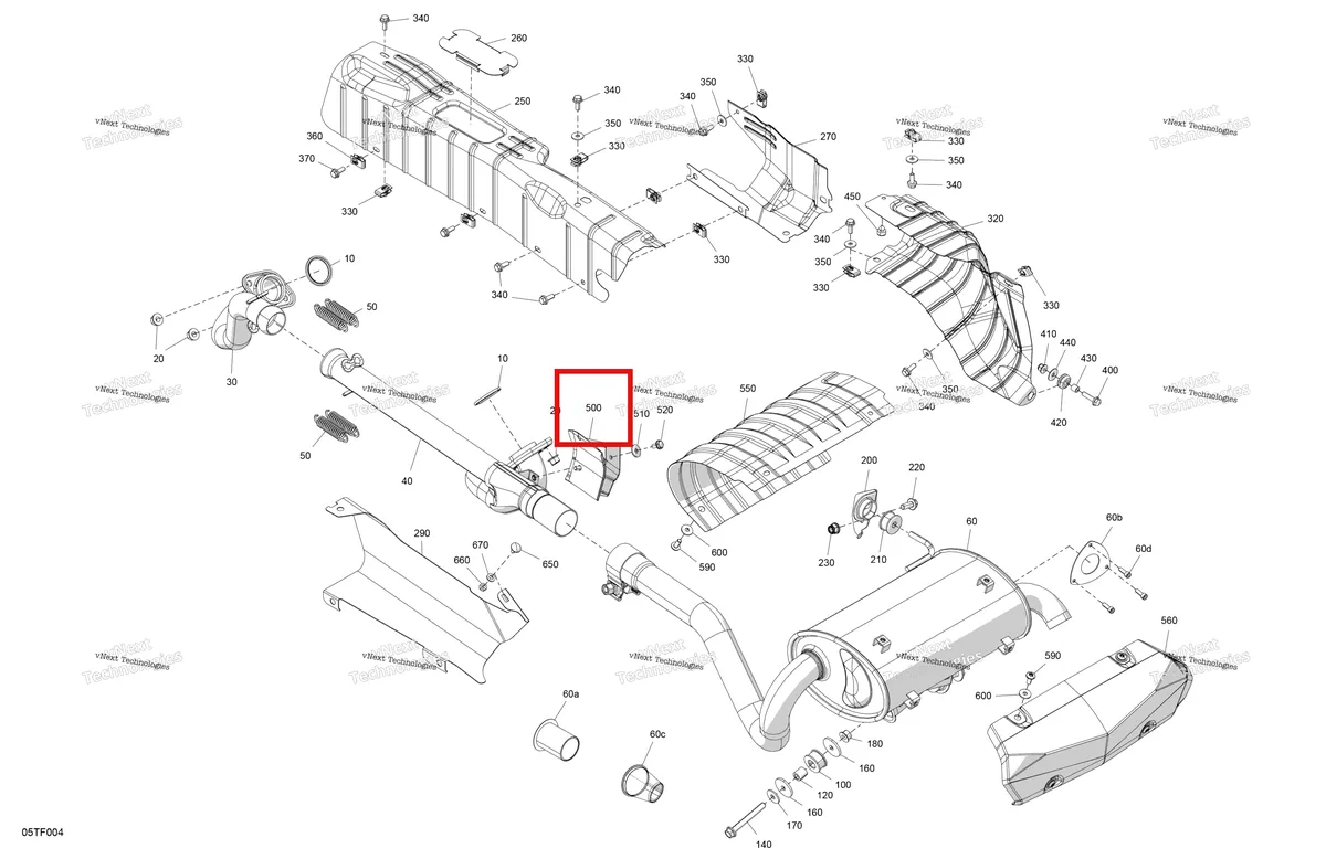 Деталь 707600932 на схеме узла 2026 Can-Am RENEGADE - 4X4 - XMR - 1000R EFI - 5UTA - Hyper Silver Engine - Exhaust