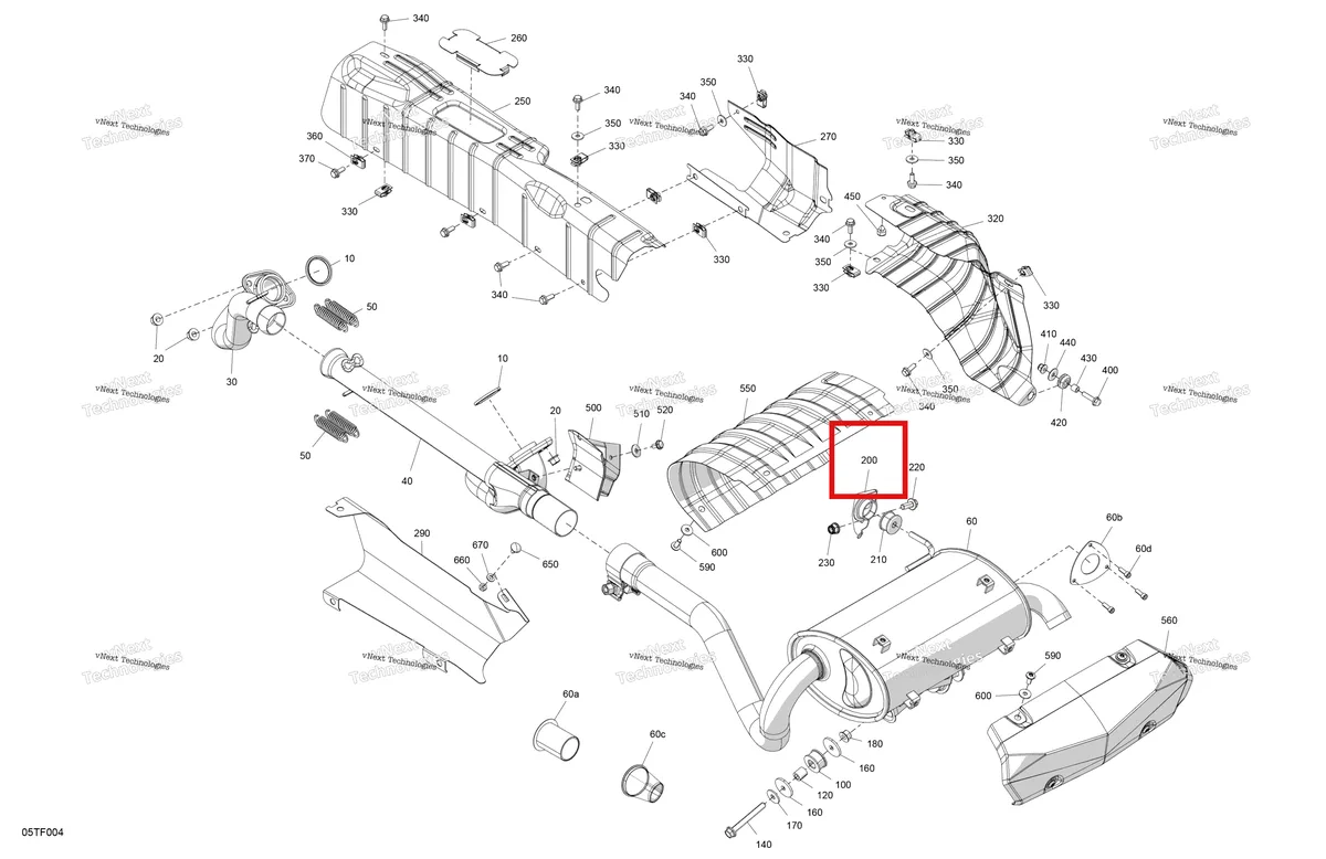 Деталь 707600933 на схеме узла 2026 Can-Am RENEGADE - 4X4 - XMR - 1000R EFI - 5UTA - Hyper Silver Engine - Exhaust