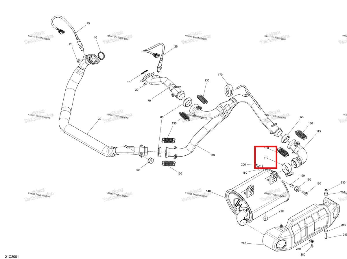 Деталь 707600980 на схеме узла 2020 Can-Am Commander MAX 800R EFI Exhaust