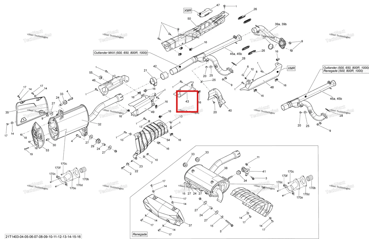 Деталь 707600983 на схеме узла 2014 Can-Am OUTLANDER MAX 1000EFI LTD Exhaust System