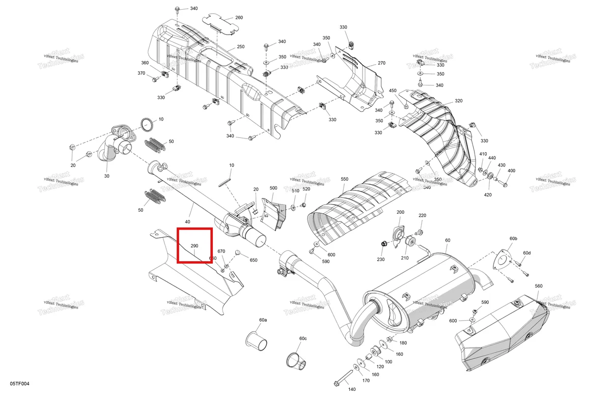 Деталь 707600996 на схеме узла 2026 Can-Am RENEGADE - 4X4 - XMR - 1000R EFI - 5UTA - Hyper Silver Engine - Exhaust