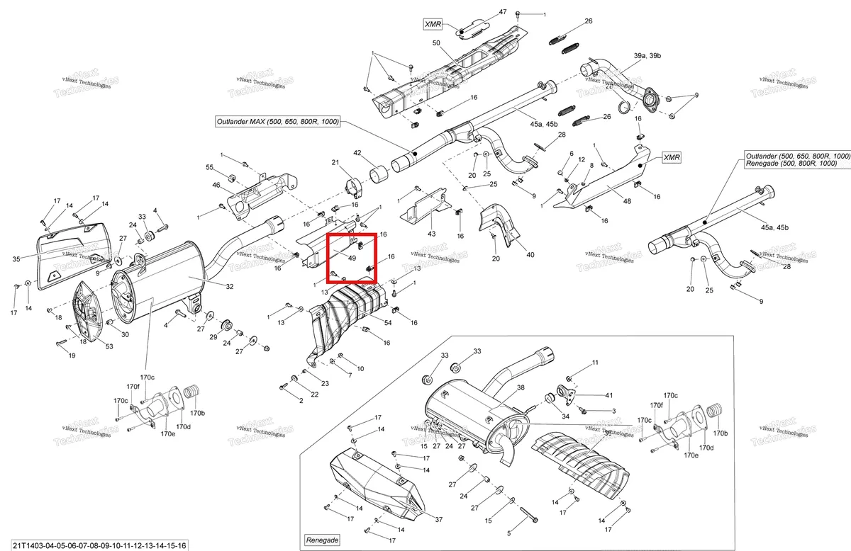 Деталь 707600999 на схеме узла 2014 Can-Am OUTLANDER MAX 1000EFI LTD Exhaust System