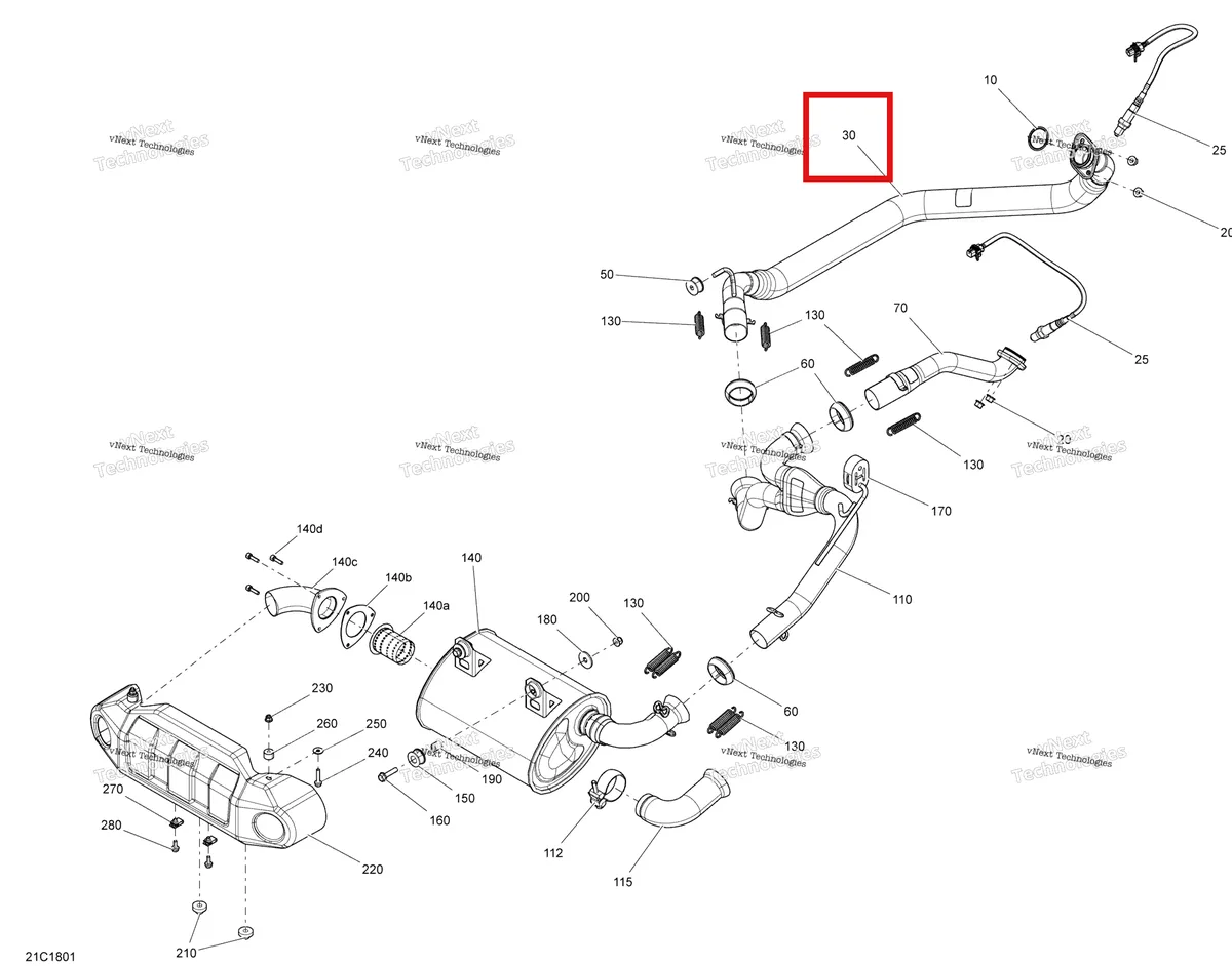 Деталь 707601013 на схеме узла 2018 Can-Am COMMANDER MAX 800R EFI Exhaust Commander
