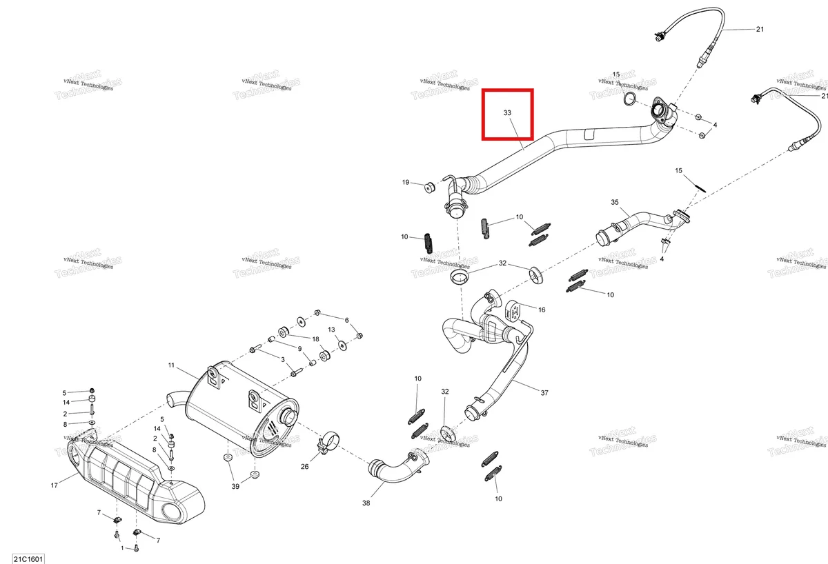 Деталь 707601015 на схеме узла 2016 Can-Am Commander - Commander MAX Exhaust System