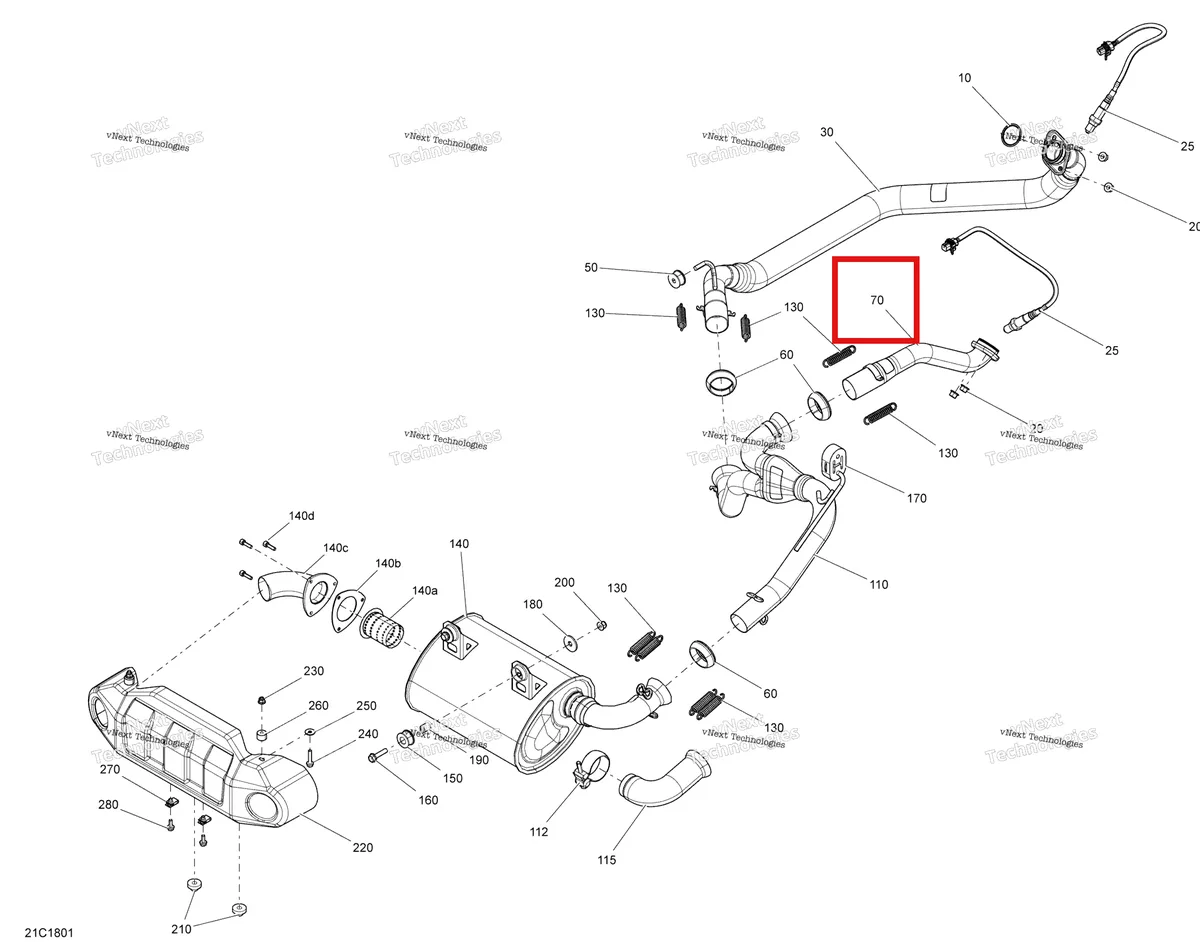 Деталь 707601016 на схеме узла 2018 Can-Am COMMANDER MAX 800R EFI Exhaust Commander