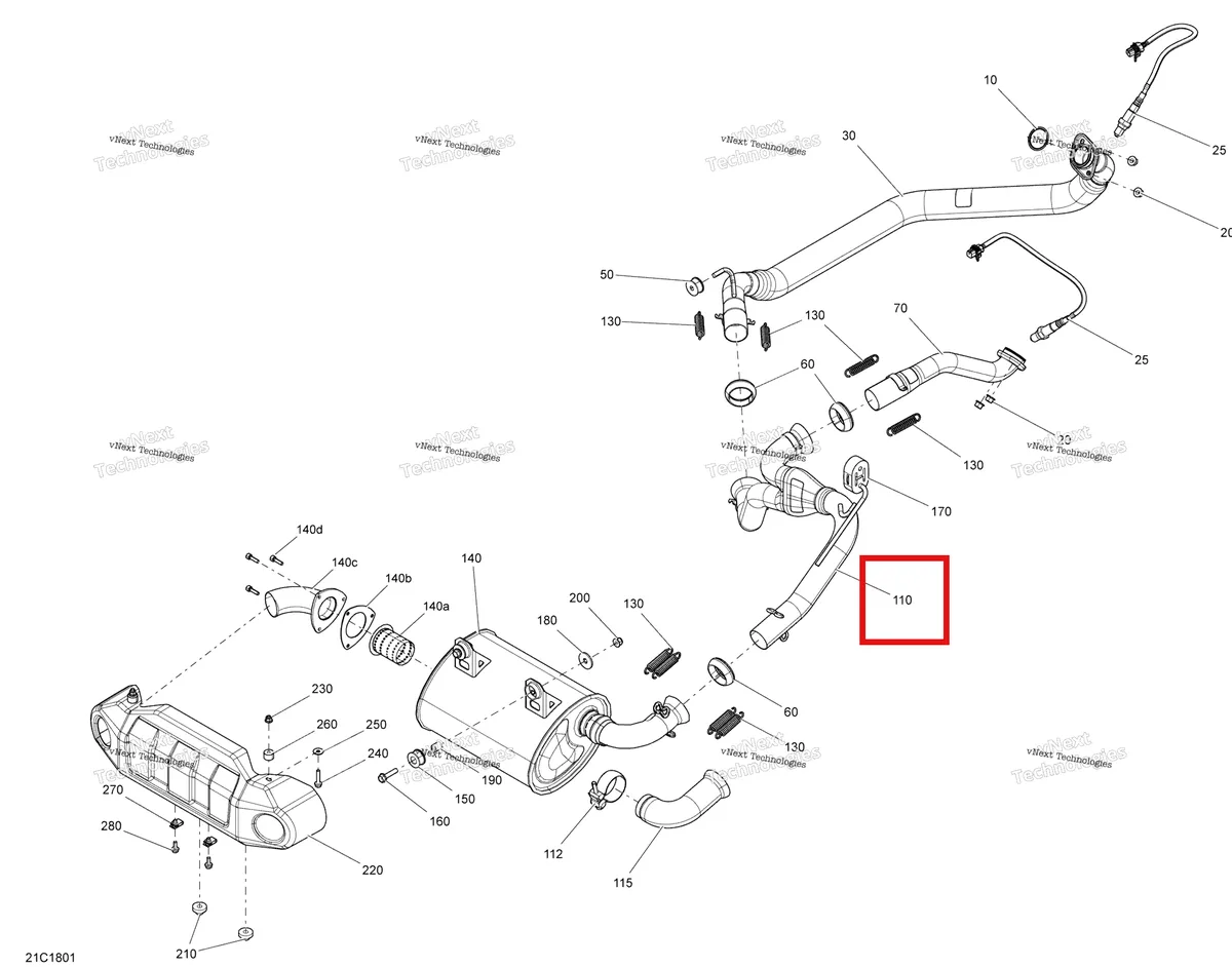 Деталь 707601020 на схеме узла 2018 Can-Am COMMANDER MAX 800R EFI Exhaust Commander