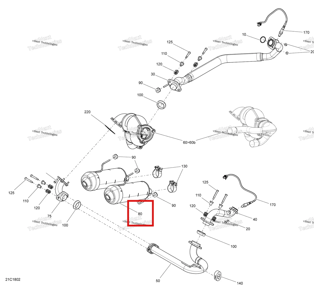 Деталь 707601038 на схеме узла 2018 Can-Am MAVERICK Exhaust Maverick