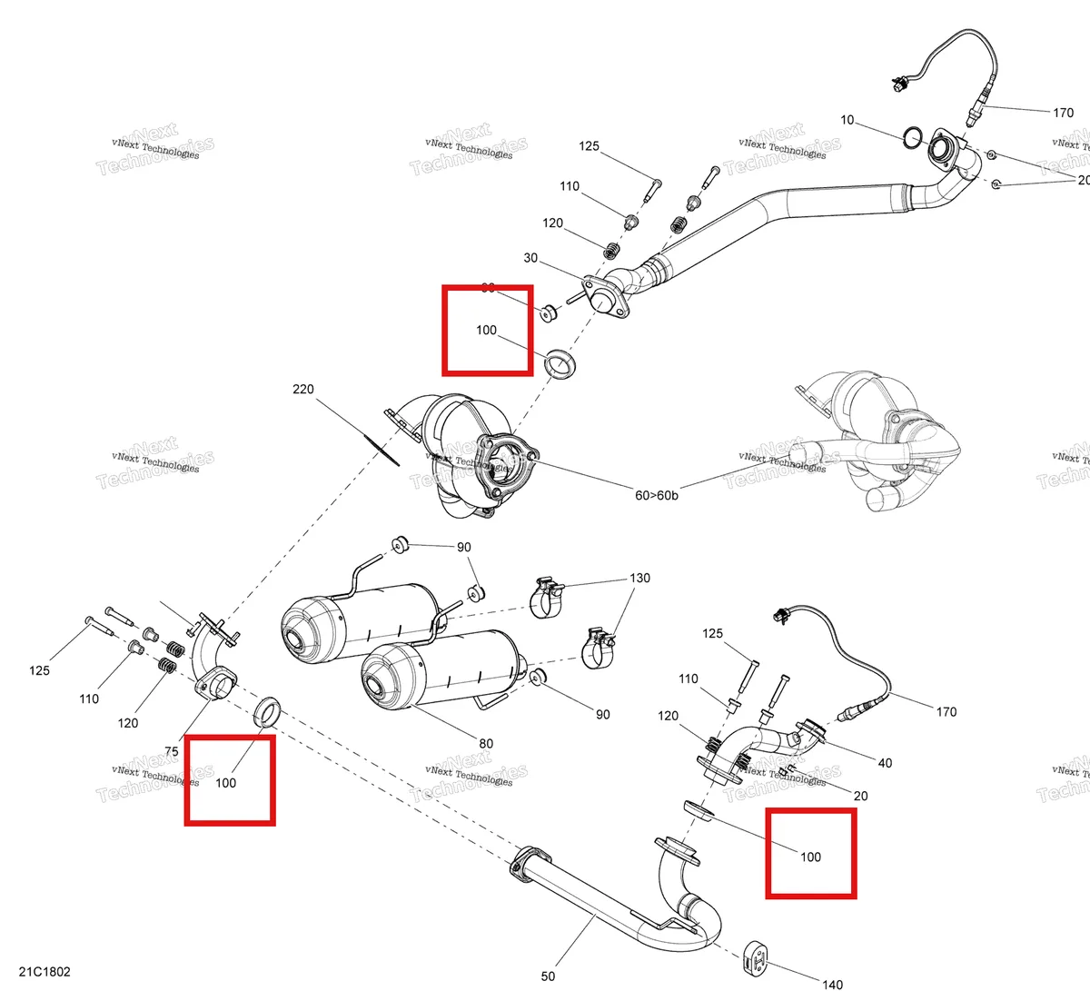 Деталь 707601128 на схеме узла 2018 Can-Am MAVERICK Exhaust Maverick