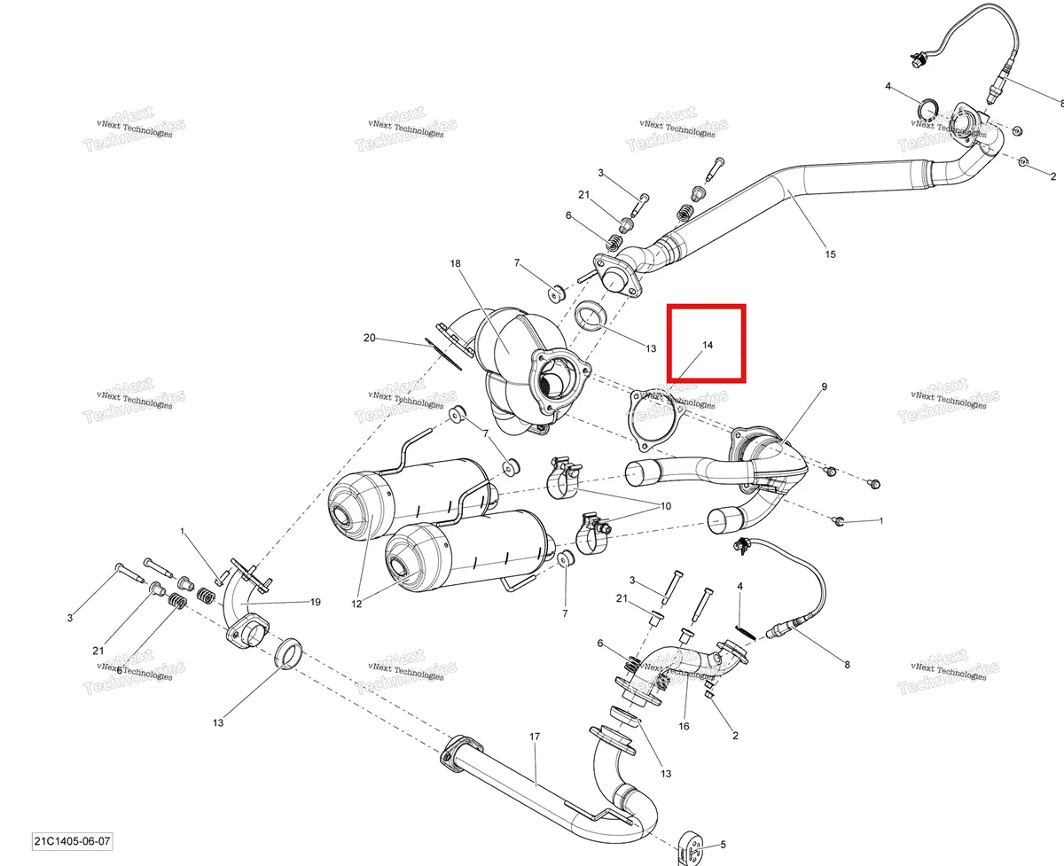 Деталь 707601147 на схеме узла 2014 Can-Am MAVERICK 1000, STD, XRS, XRS-DPS Exhaust System