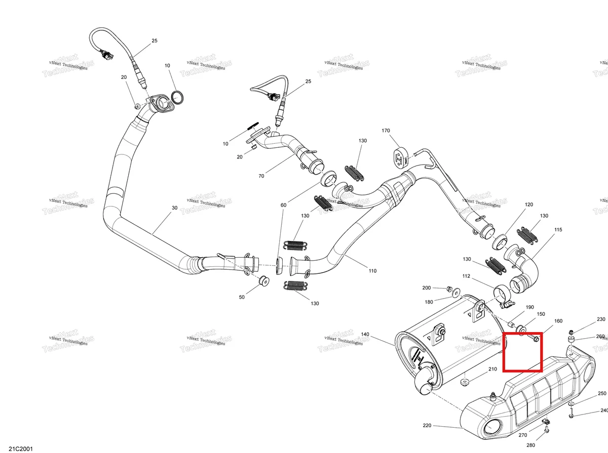 Деталь 707601205 на схеме узла 2020 Can-Am Commander 800R EFI Exhaust