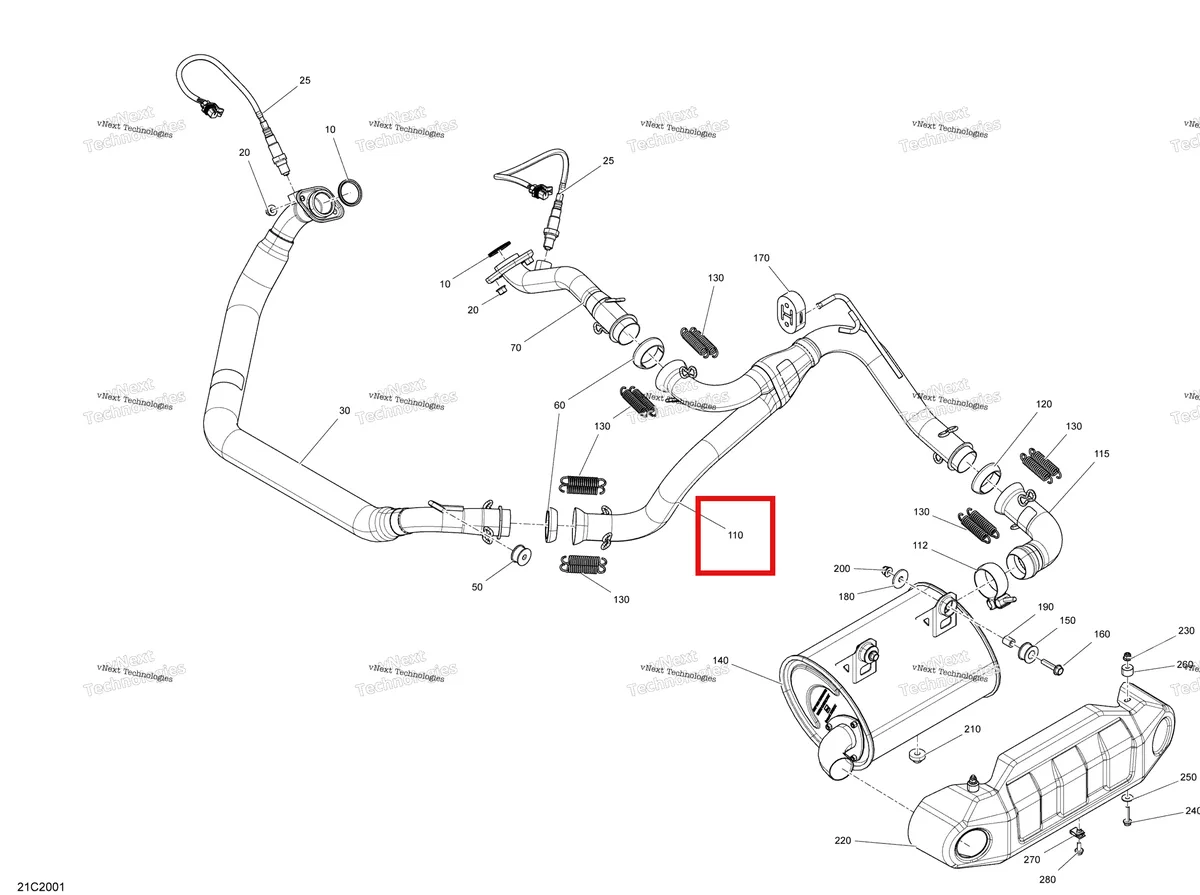 Деталь 707601207 на схеме узла 2020 Can-Am Commander MAX 800R EFI Exhaust