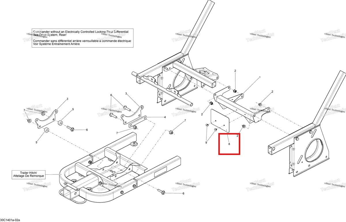Деталь 707601209 на схеме узла 2015 Can-Am COMMANDER 1000_STD_DPS_XT_XTP Frame - With Locking Rear Differential