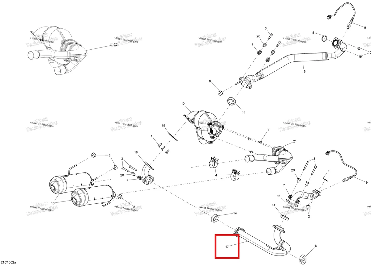 Деталь 707601214 на схеме узла 2016 Can-Am Maverick - Maverick MAX Exhaust System