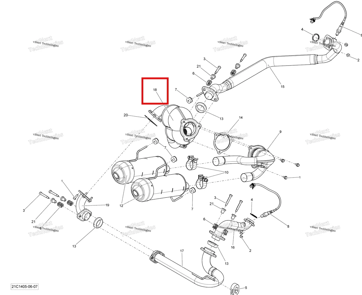 Деталь 707601220 на схеме узла 2014 Can-Am MAVERICK 1000, STD, XRS, XRS-DPS Exhaust System