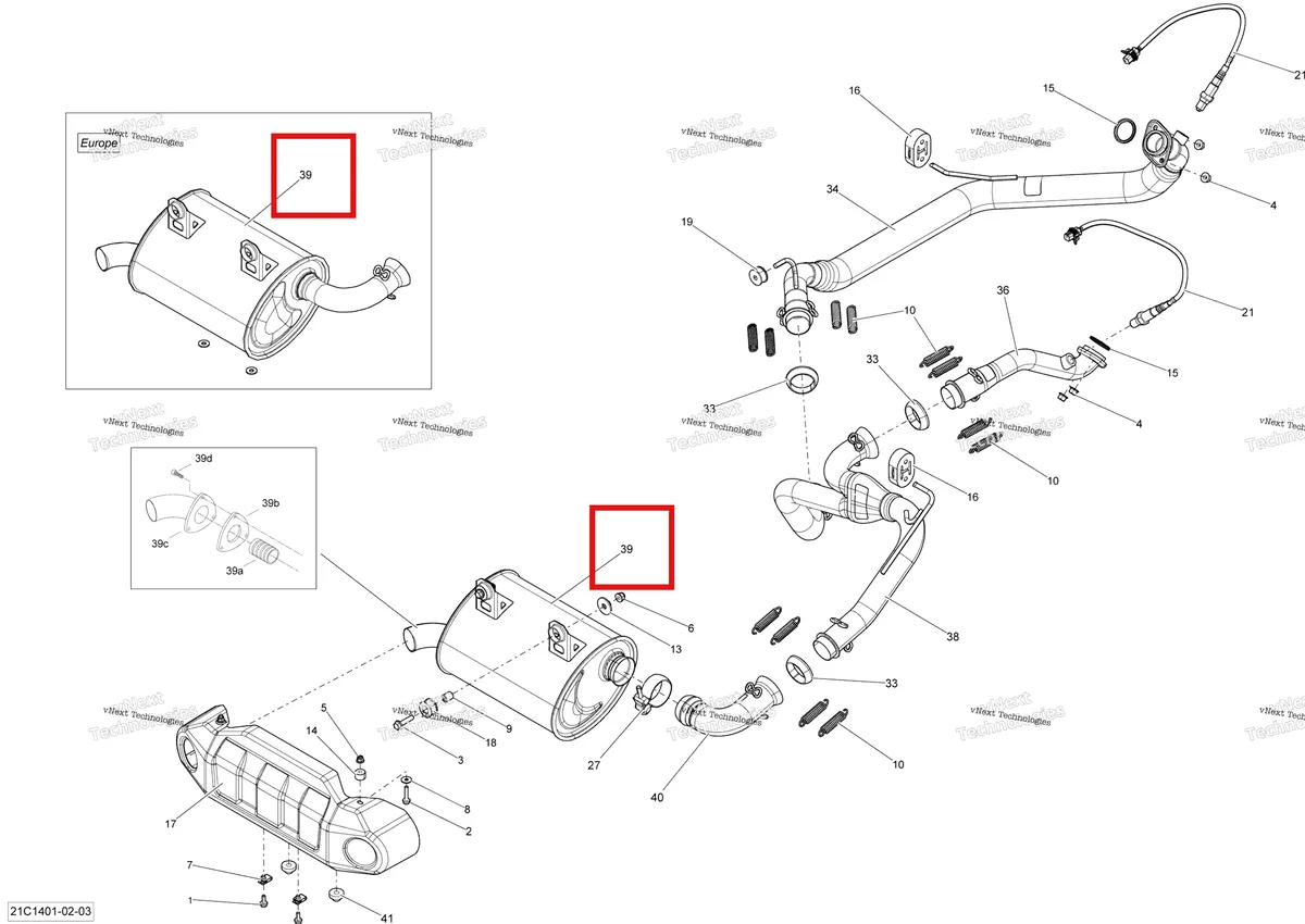 Деталь 707601245 на схеме узла 2014 Can-Am COMMANDER 1000 STD, DPS, XT, XT-P Exhaust System
