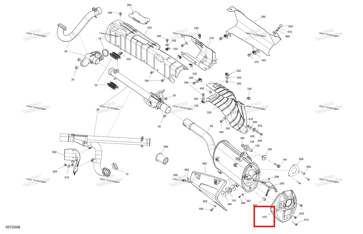 Деталь 707601255 на схеме узла 2024 Can-Am Outlander 850 EFI 4X4 - 4KRA - X MR Package - Legion Red Engine - Exhaust