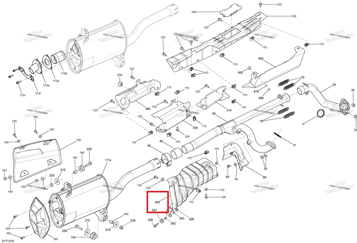 Деталь 707601256 на схеме узла 2013 Can-Am OUTLANDER 1000EFI XMR Exhaust System