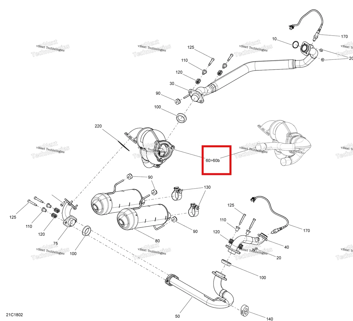 Деталь 707601278 на схеме узла 2018 Can-Am MAVERICK Exhaust Maverick