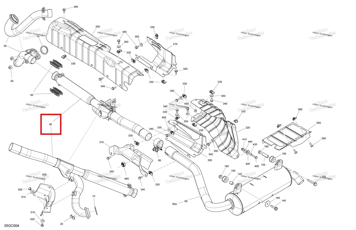 Деталь 707601397 на схеме узла Engine - Exhaust