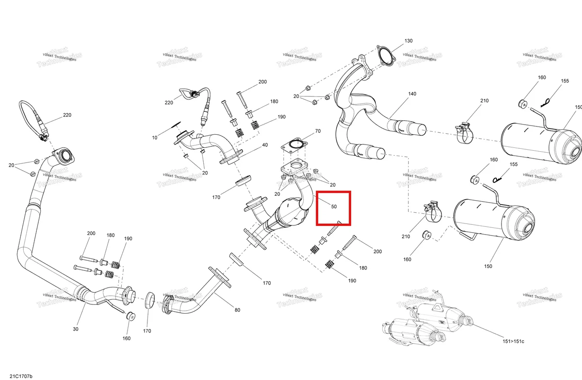 Деталь 707601464 на схеме узла 2017 Can-Am Maverick Exhaust System - Turbo