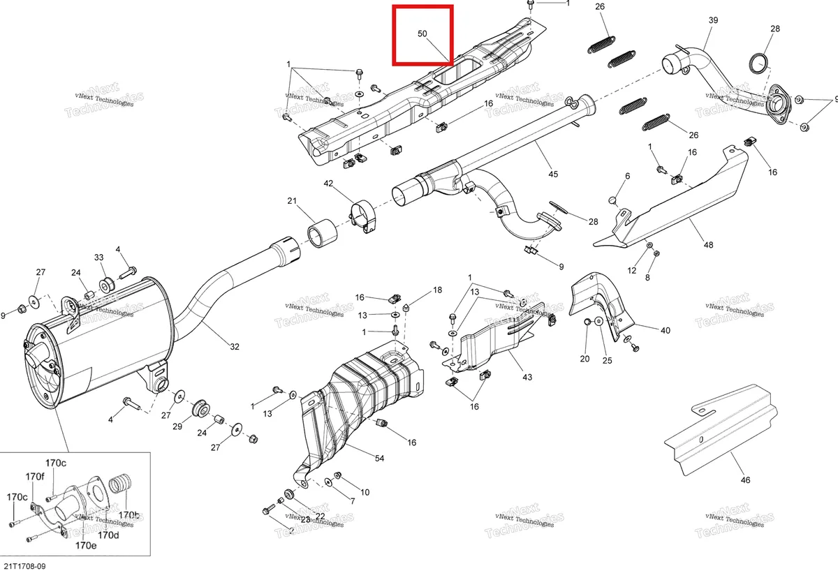 Деталь 707601486 на схеме узла 2018 Can-Am OUTLANDER 6X6 - 650 EFI Exhaust System