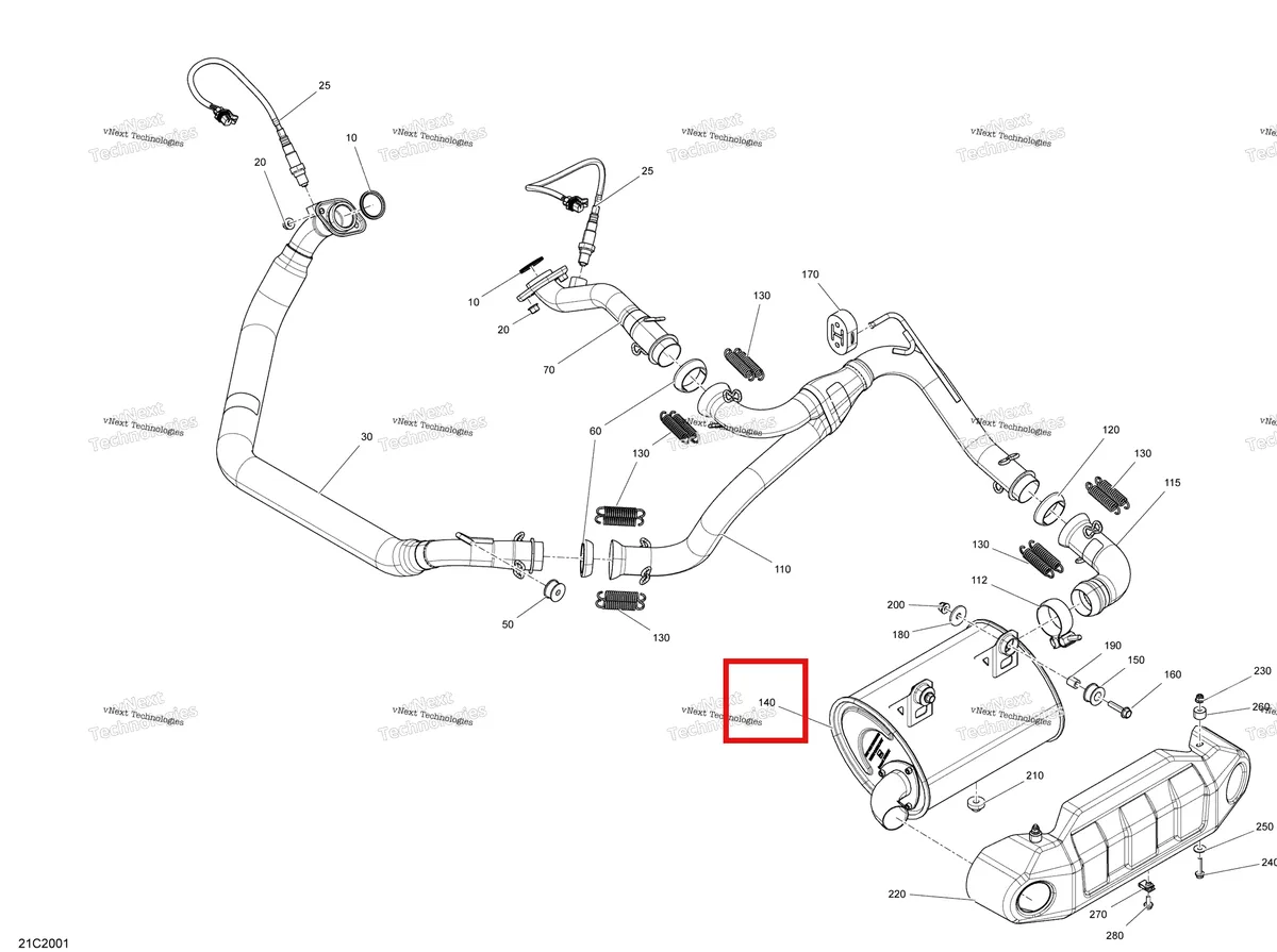 Деталь 707601492 на схеме узла 2020 Can-Am Commander MAX 800R EFI Exhaust