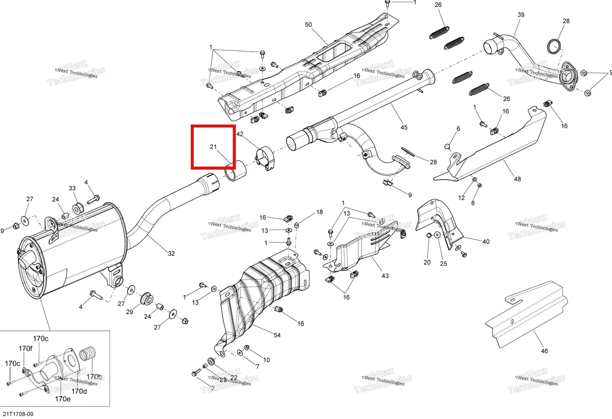 Деталь 707601544 на схеме узла 2018 Can-Am OUTLANDER 6X6 - 650 EFI Exhaust System