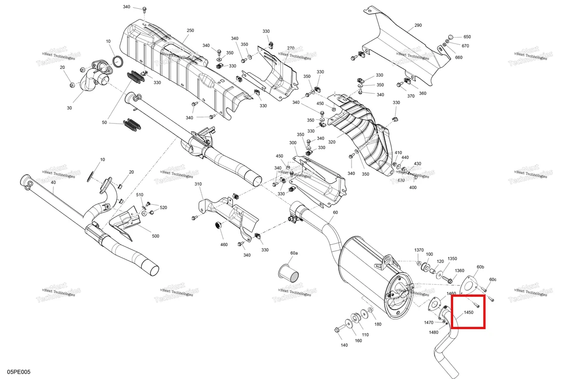 Деталь 707601604 на схеме узла 2025 Can-Am OUT-MAX - 6X6 - XT - 1000 EFI - 5ZSA - Boreal Green Engine - Exhaust