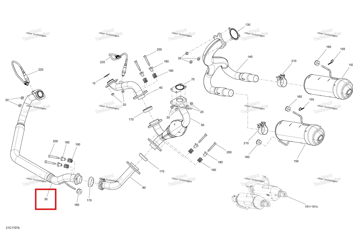 Деталь 707601616 на схеме узла 2017 Can-Am Maverick Exhaust System - Turbo