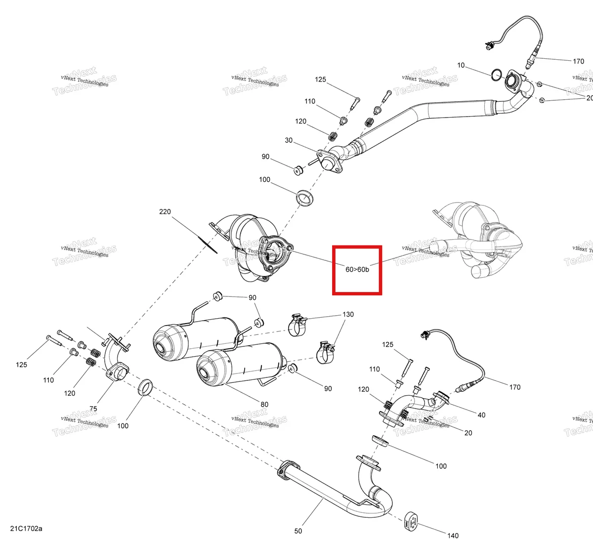 Деталь 707601760 на схеме узла 2017 Can-Am Maverick Exhaust System - 1000R Efi