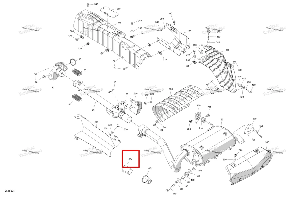 Деталь 707601803 на схеме узла 2026 Can-Am RENEGADE - 4X4 - XMR - 1000R EFI - 5UTA - Hyper Silver Engine - Exhaust