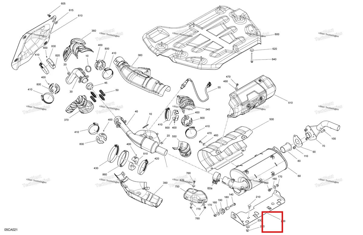 Деталь 707601916 на схеме узла 2021 Can-Am Maverick Trail 800 - BASE DPS Engine - Exhaust